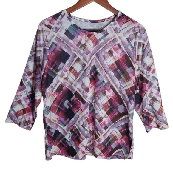 Alia Pink/Purple Block Print Top - Size L - Picture 1 of 4